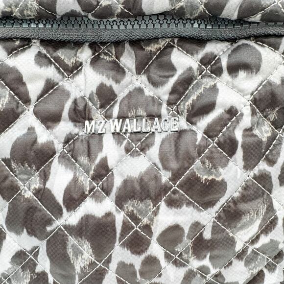 MZ Wallace Backpack Metro Leopard Quilted Top‎ Handle Pocket Nylon Travel Gray - Picture 8 of 9